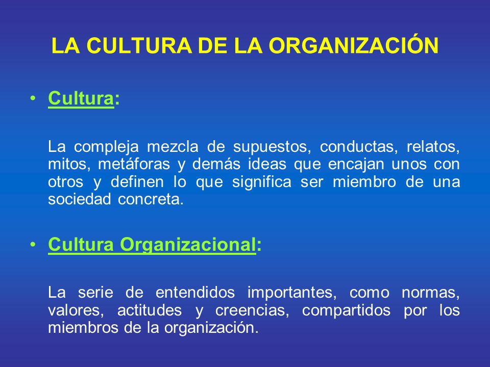 LA CULTURA DE LA ORGANIZACIÓN