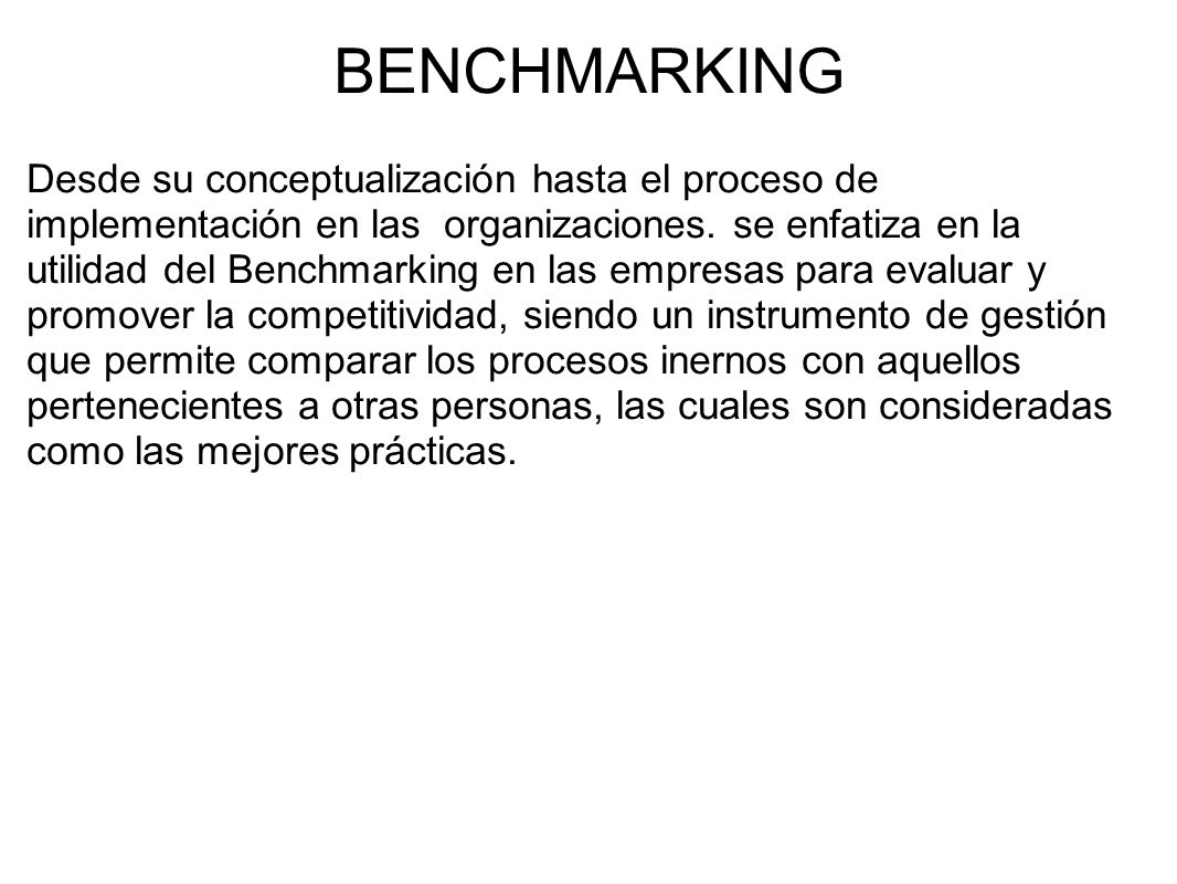 BENCHMARKING