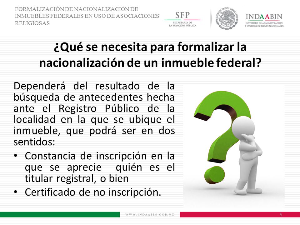 FORMALIZACIÓN DE NACIONALIZACIÓN DE INMUEBLES FEDERALES EN USO DE ASOCIACIONES RELIGIOSAS