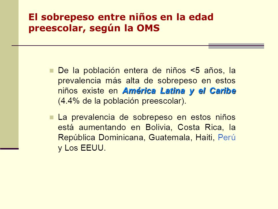 El sobrepeso entre niños en la edad preescolar, según la OMS