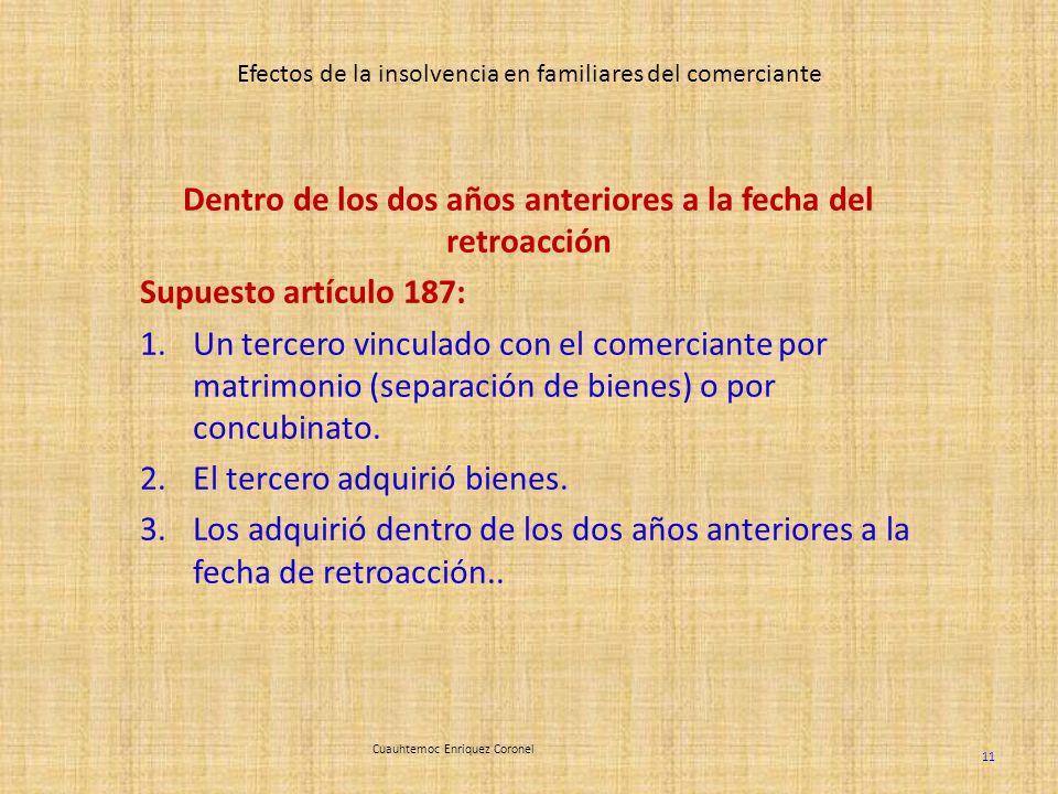 Efectos de la insolvencia en familiares del comerciante