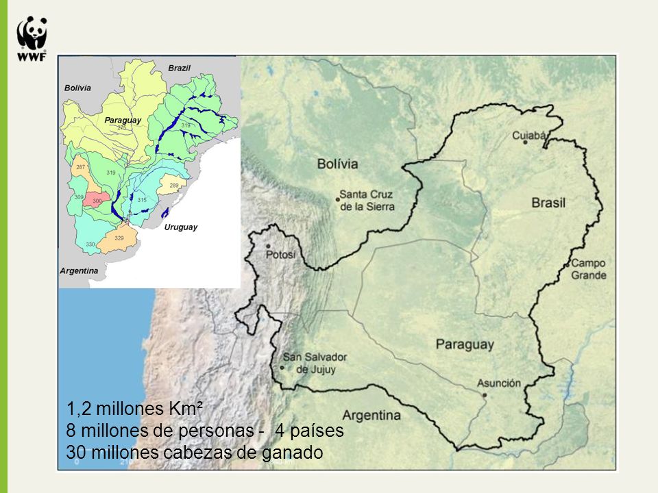 1,2 millones Km² 8 millones de personas - 4 países 30 millones cabezas de ganado