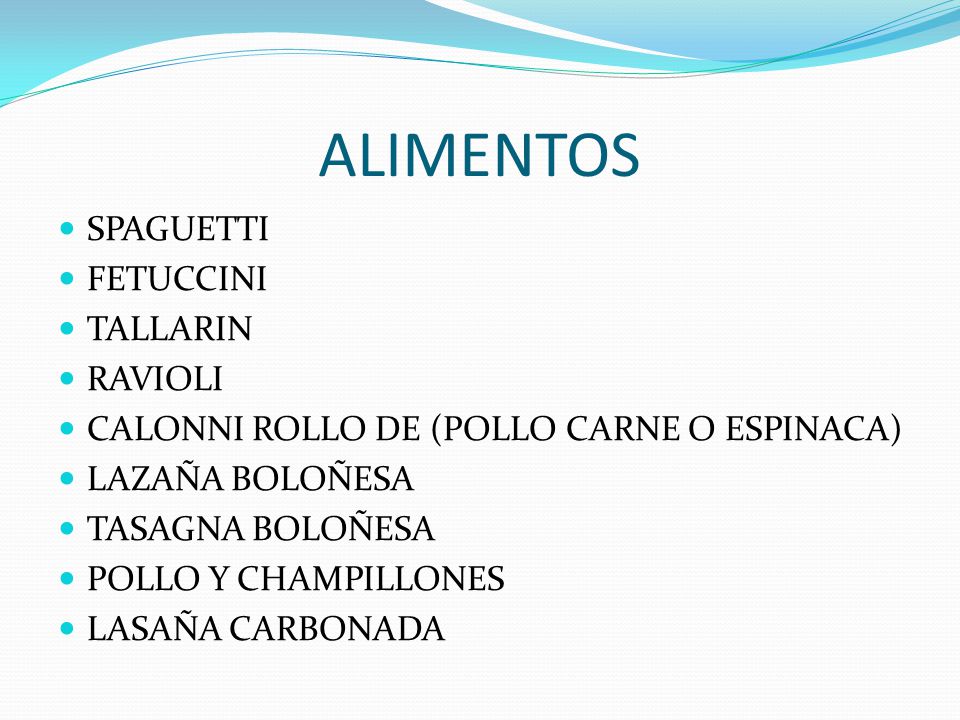 ALIMENTOS SPAGUETTI FETUCCINI TALLARIN RAVIOLI
