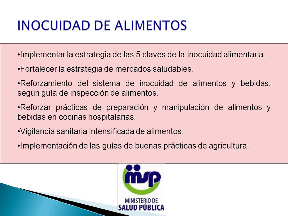 Implementar la estrategia de las 5 claves de la inocuidad alimentaria.