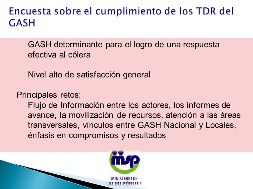 GASH determinante para el logro de una respuesta efectiva al cólera