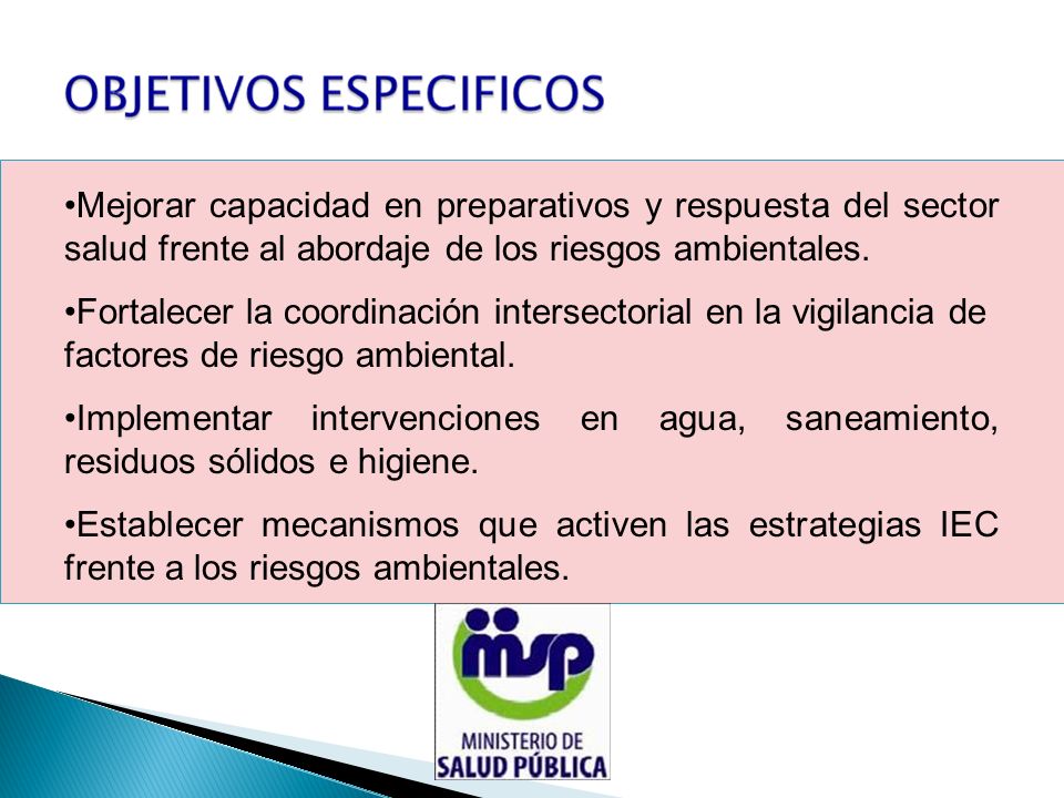 Mejorar capacidad en preparativos y respuesta del sector salud frente al abordaje de los riesgos ambientales.