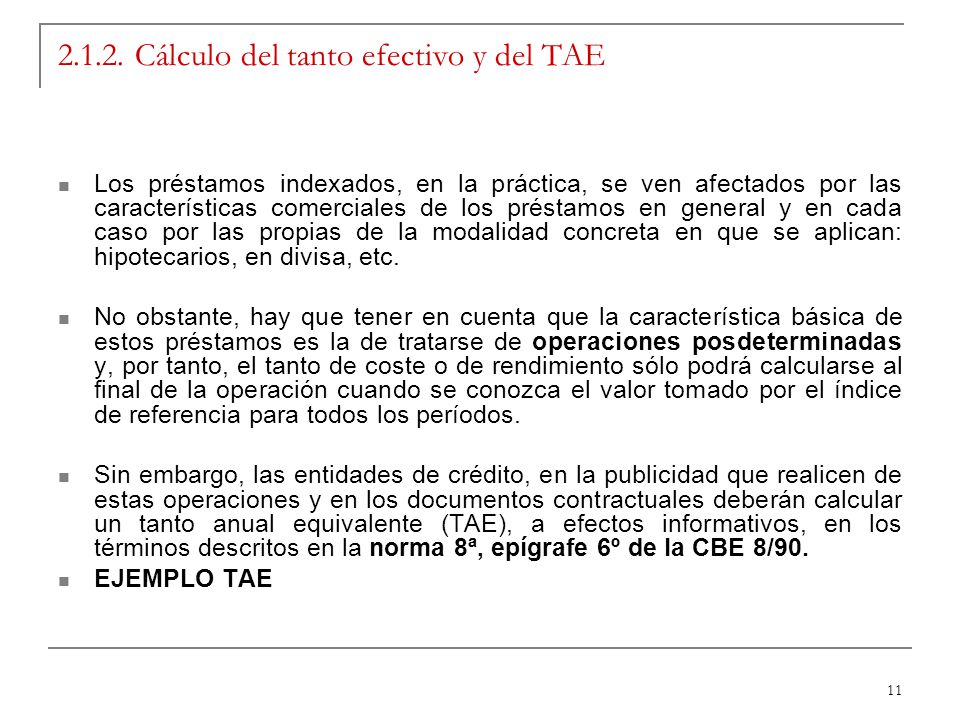 Cálculo del tanto efectivo y del TAE