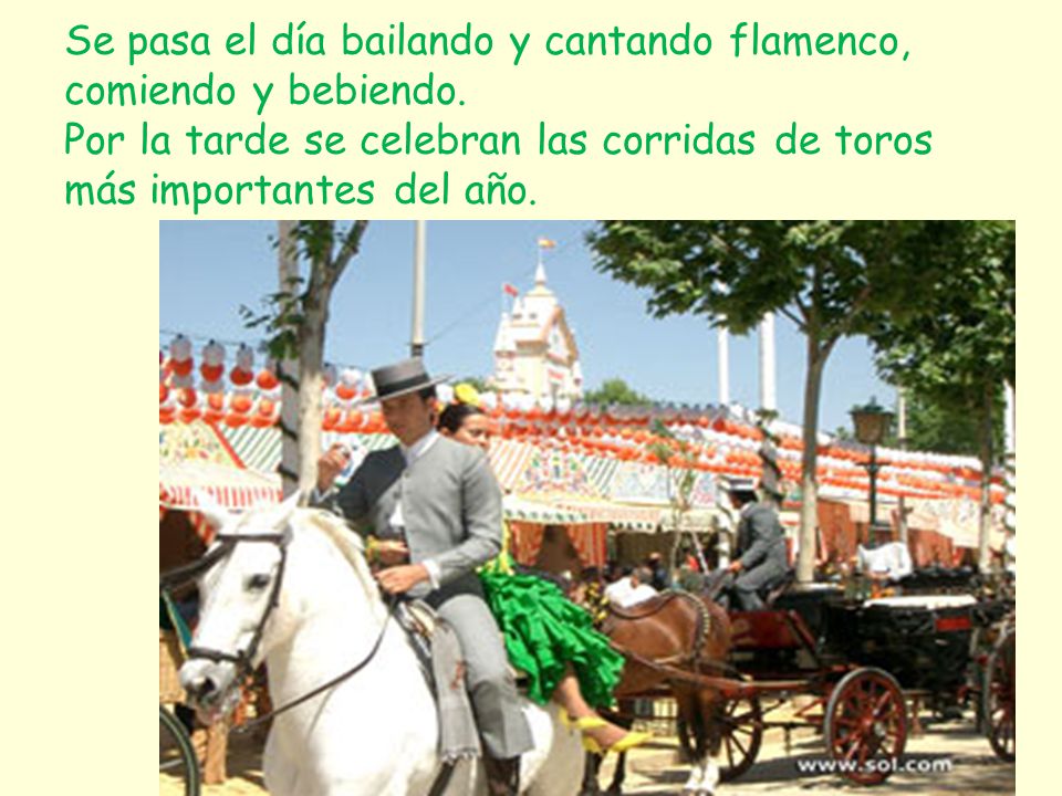 Se pasa el día bailando y cantando flamenco, comiendo y bebiendo