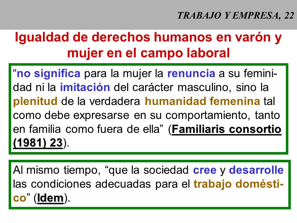 Igualdad de derechos humanos en varón y mujer en el campo laboral