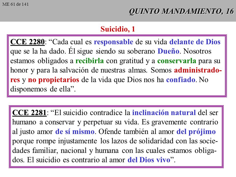 CCE 2280: Cada cual es responsable de su vida delante de Dios