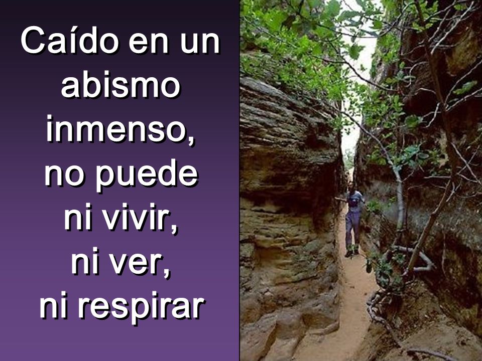 Caído en un abismo inmenso, no puede ni vivir, ni ver, ni respirar
