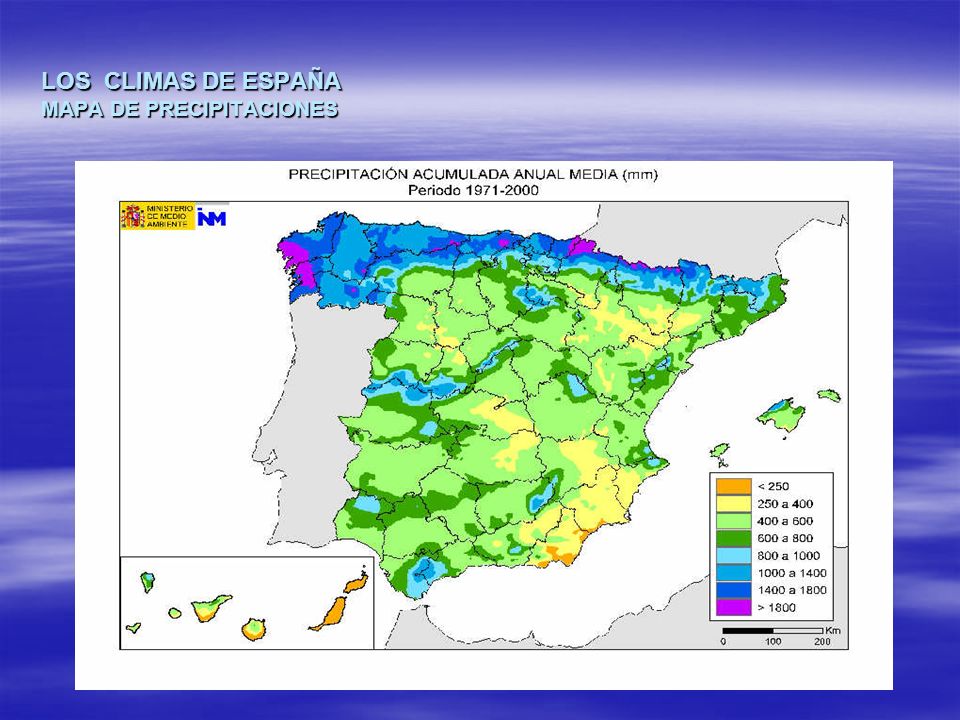 LOS CLIMAS DE ESPAÑA MAPA DE PRECIPITACIONES