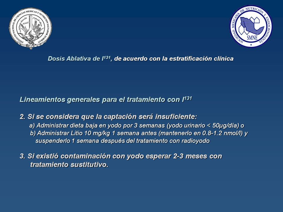 Dosis Ablativa de I131, de acuerdo con la estratificación clínica