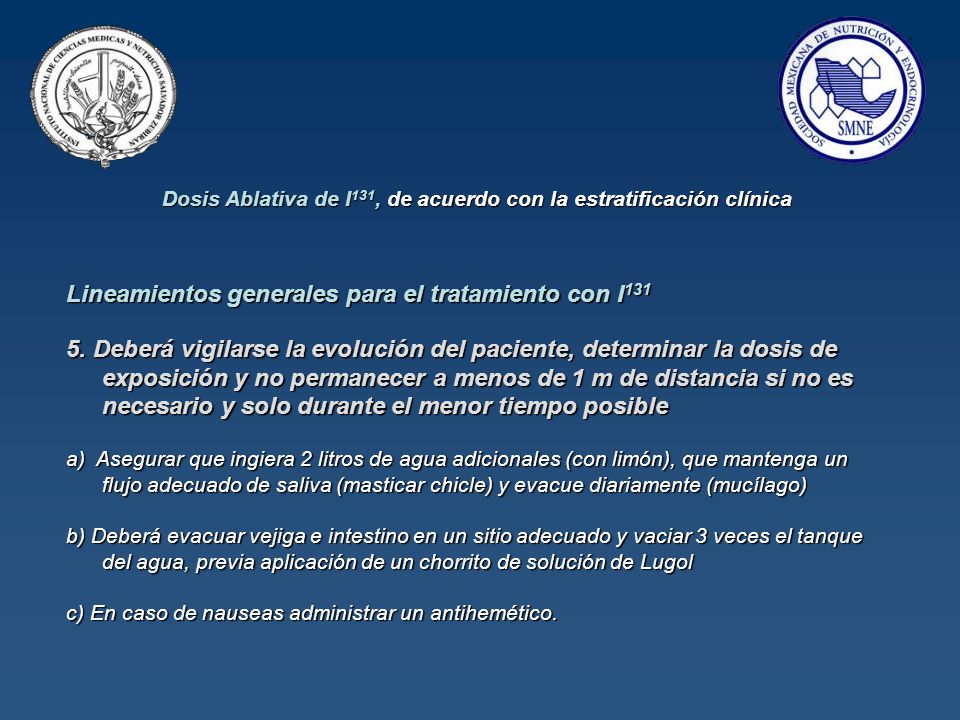 Dosis Ablativa de I131, de acuerdo con la estratificación clínica
