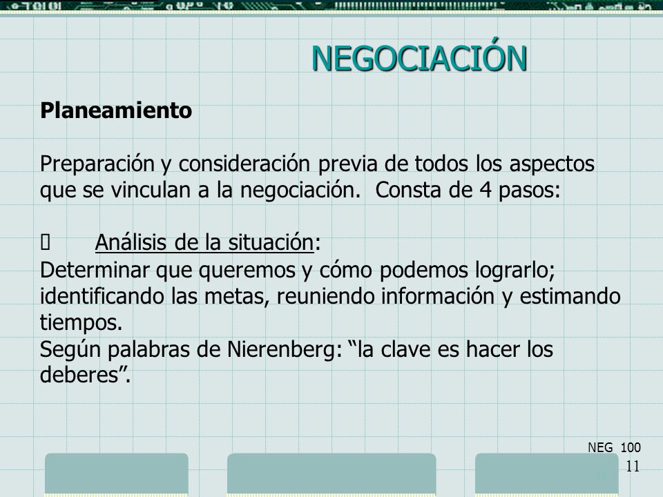 NEGOCIACIÓN Planeamiento