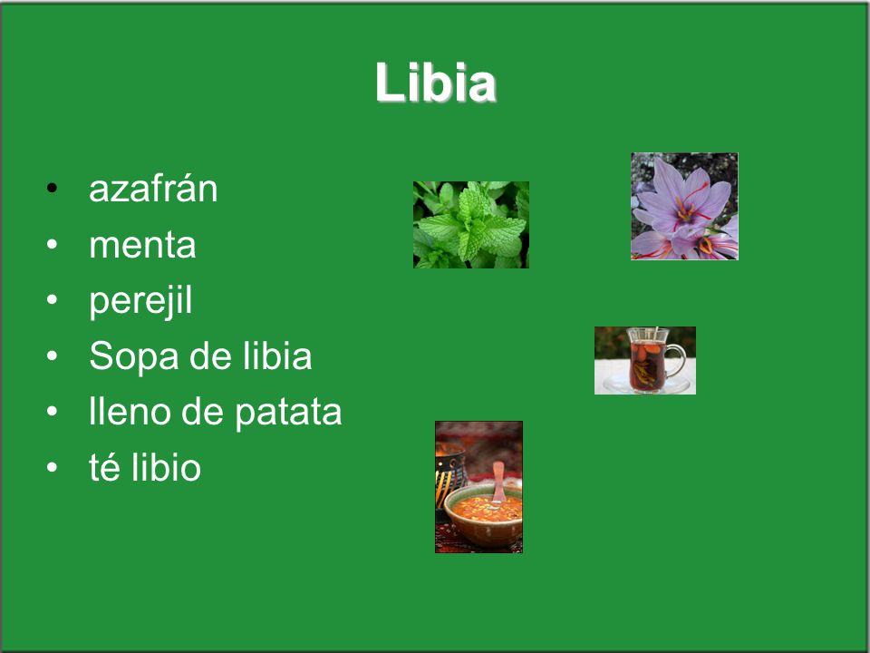 Libia azafrán menta perejil Sopa de libia lleno de patata té libio