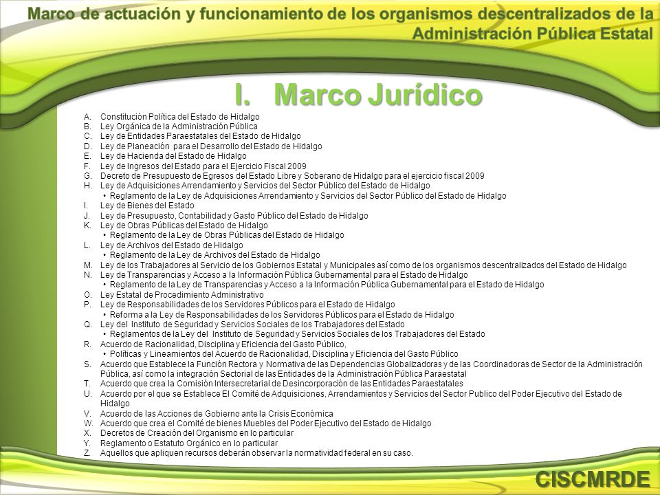 Marco Jurídico Constitución Política del Estado de Hidalgo