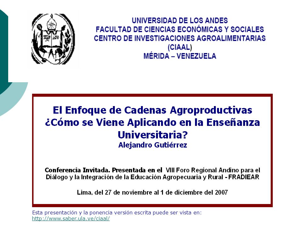 Esta presentación y la ponencia versión escrita puede ser vista en: