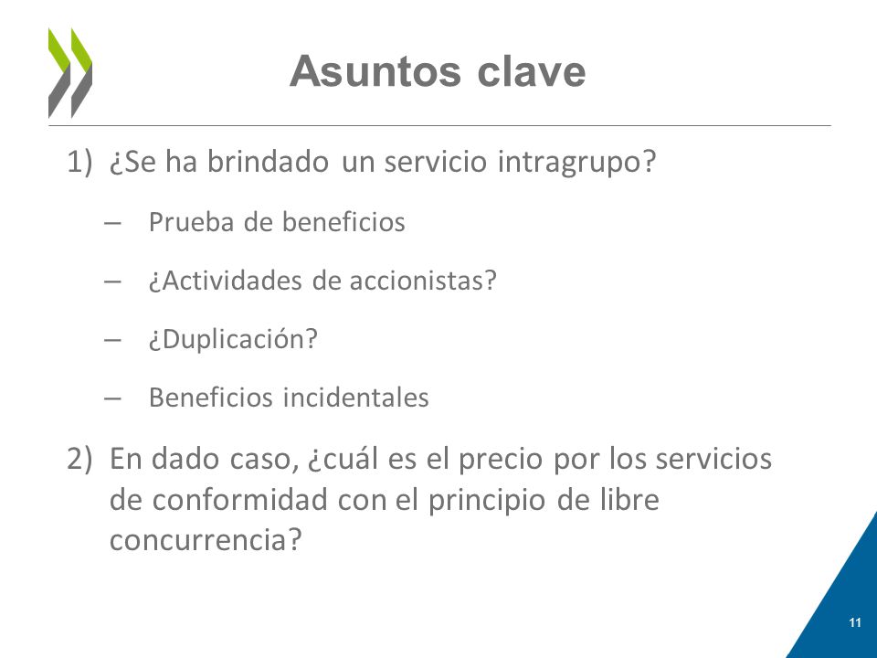 Asuntos clave ¿Se ha brindado un servicio intragrupo