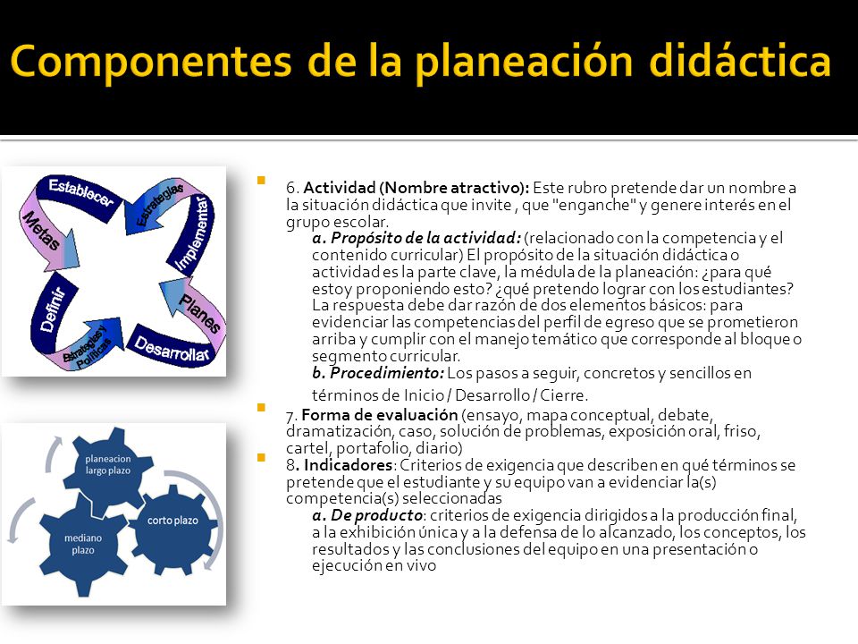 Componentes de la planeación didáctica