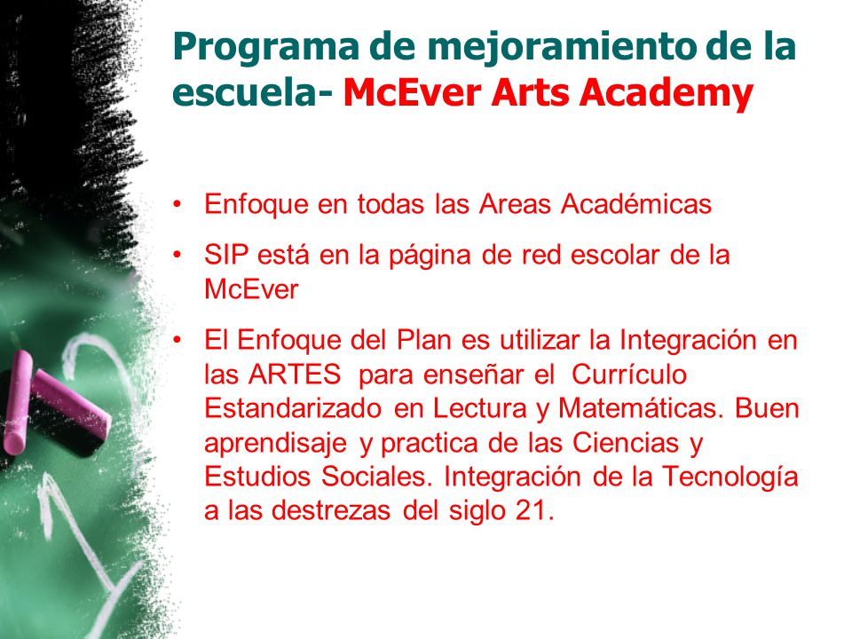 Programa de mejoramiento de la escuela- McEver Arts Academy