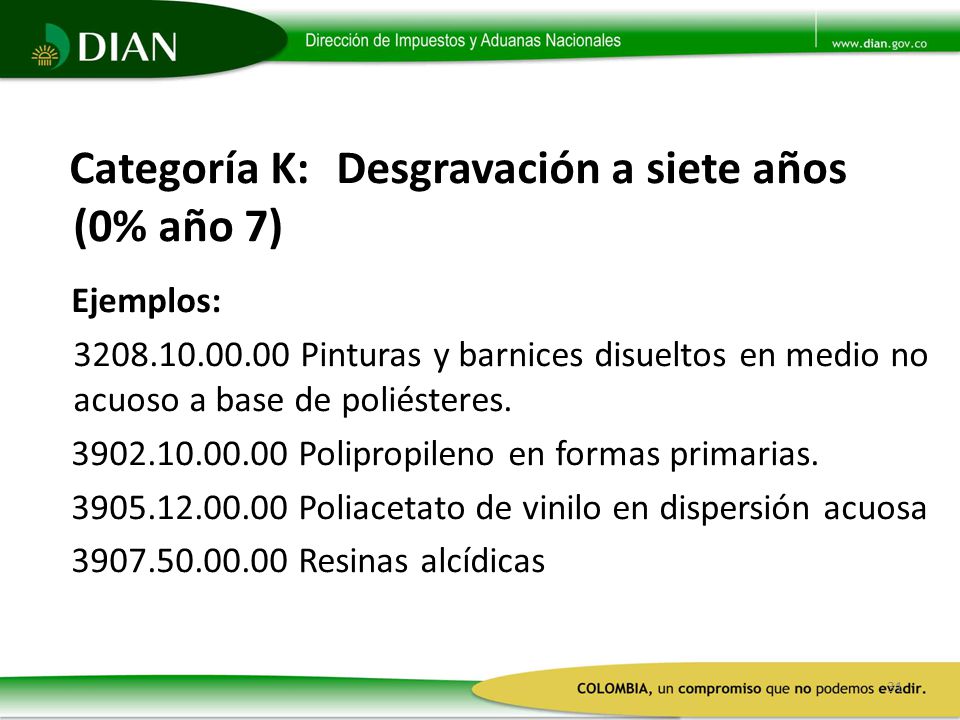 Categoría K: Desgravación a siete años (0% año 7)