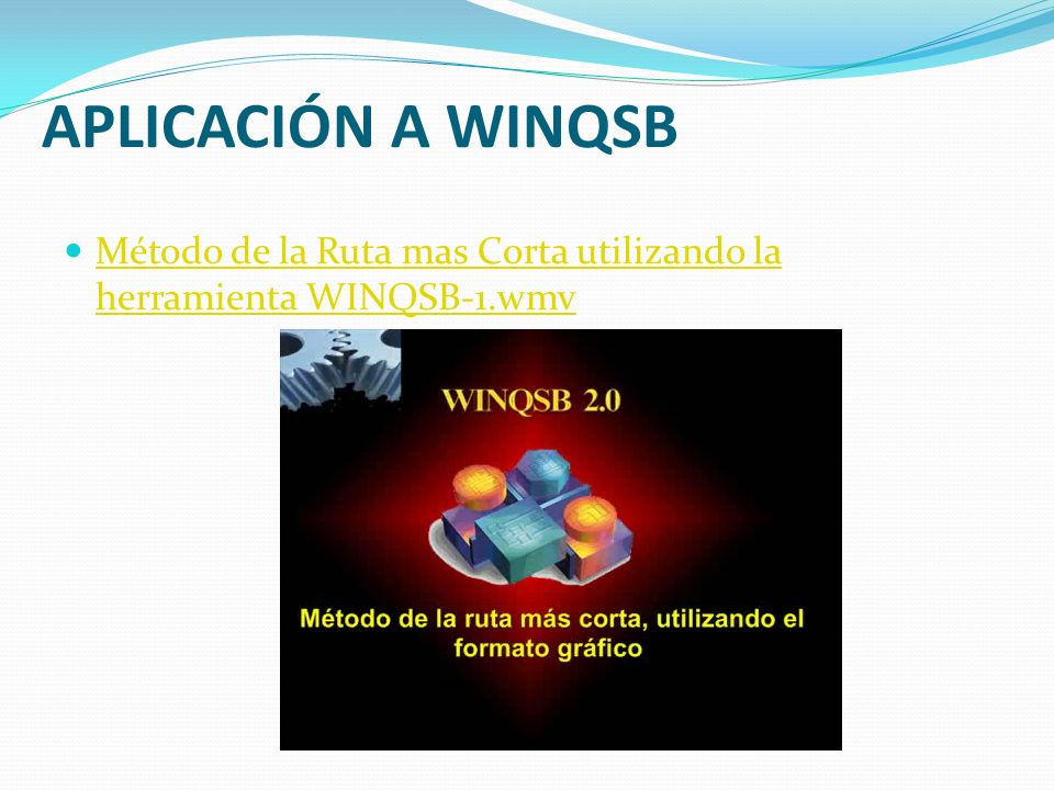APLICACIÓN A WINQSB Método de la Ruta mas Corta utilizando la herramienta WINQSB-1.wmv