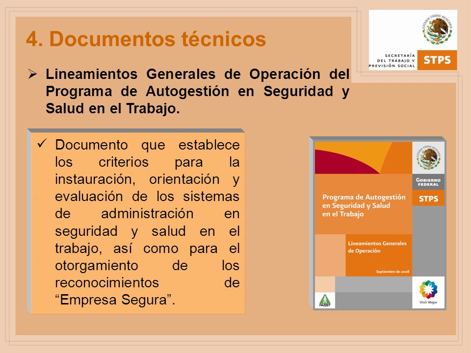 4. Documentos técnicos Lineamientos Generales de Operación del Programa de Autogestión en Seguridad y Salud en el Trabajo.