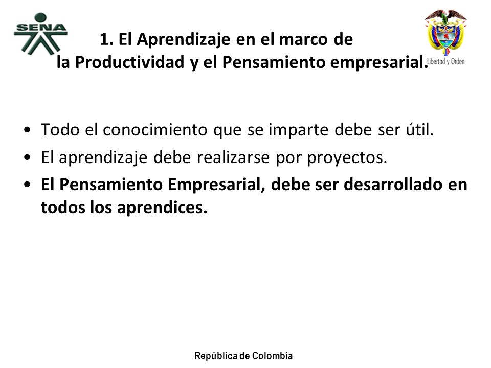 1. El Aprendizaje en el marco de la Productividad y el Pensamiento empresarial.