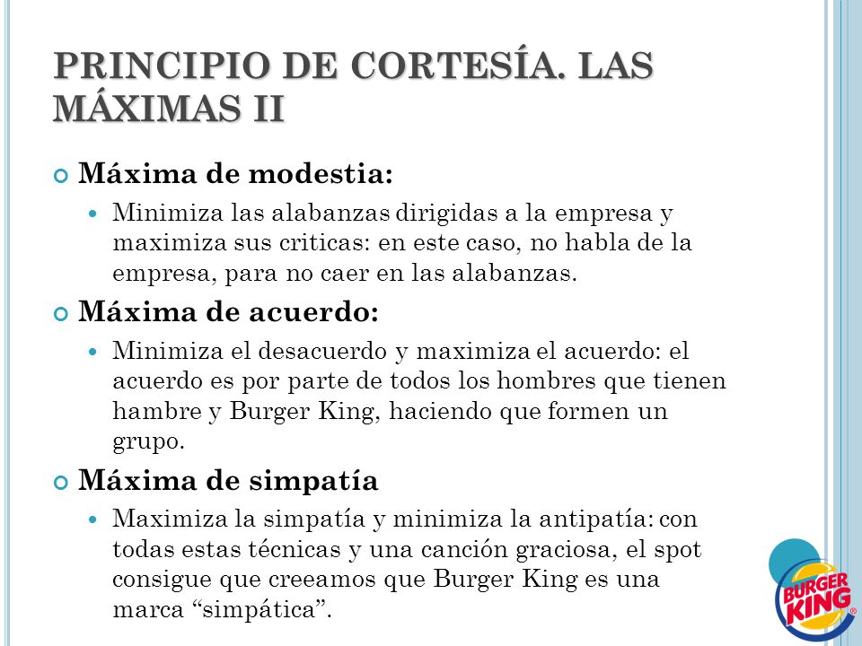 PRINCIPIO DE CORTESÍA. LAS MÁXIMAS II