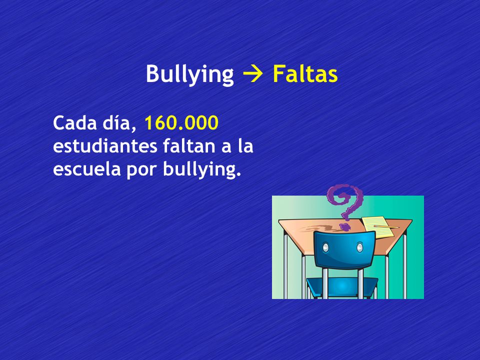 Bullying  Faltas Cada día, estudiantes faltan a la escuela por bullying.