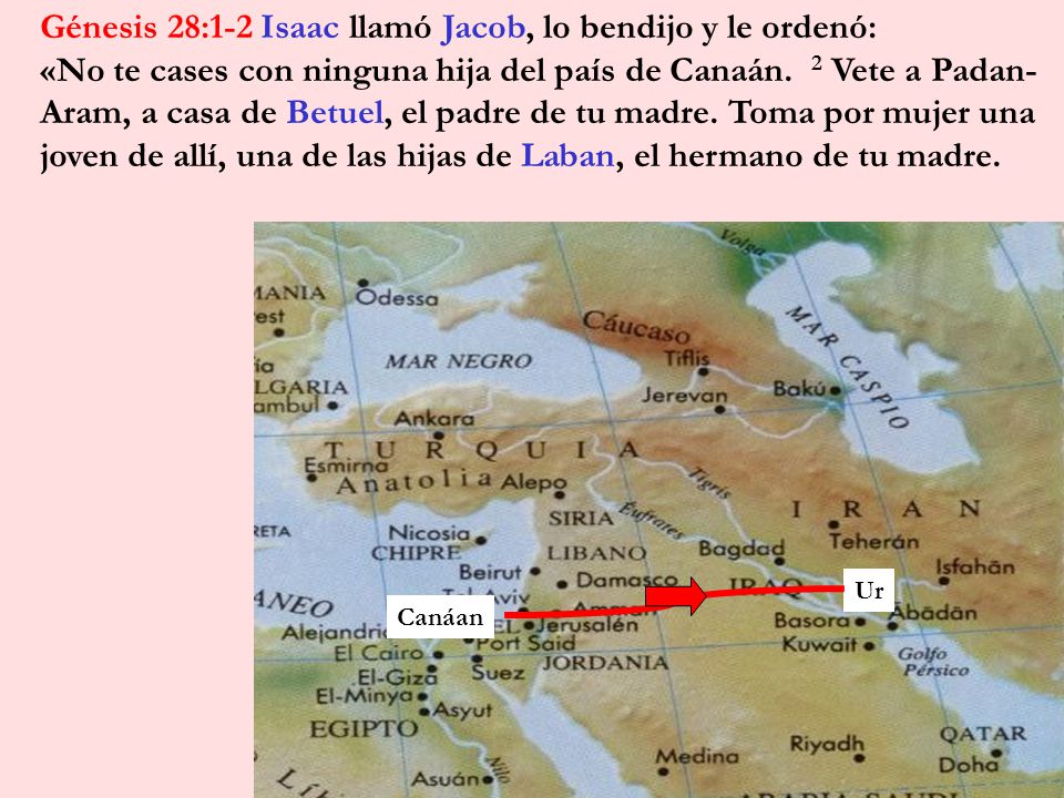 Génesis 28:1-2 Isaac llamó Jacob, lo bendijo y le ordenó: