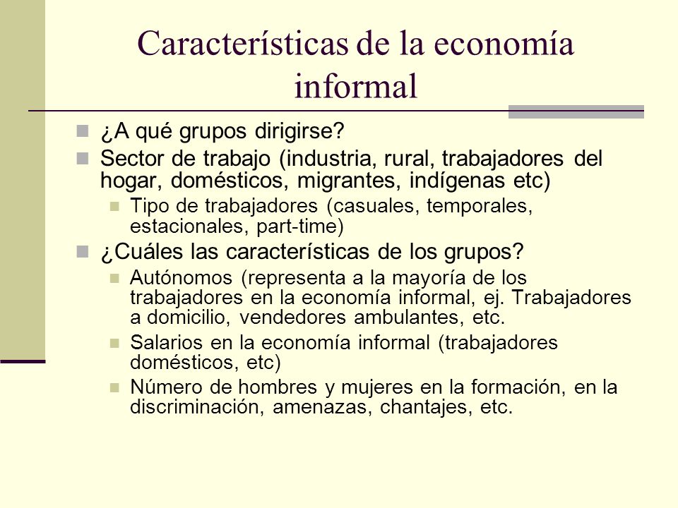 Características de la economía informal