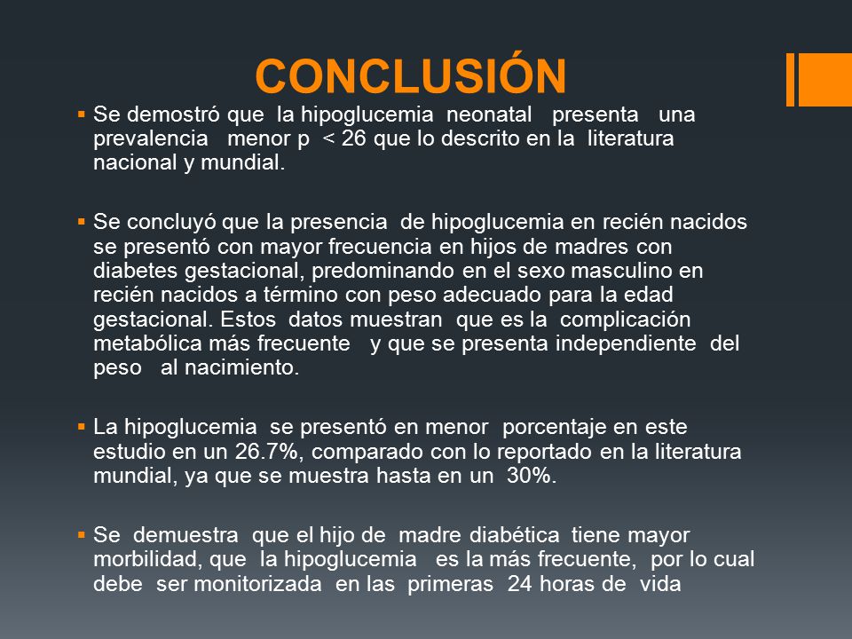 diabetes gestacional hipoglucemia neonatal