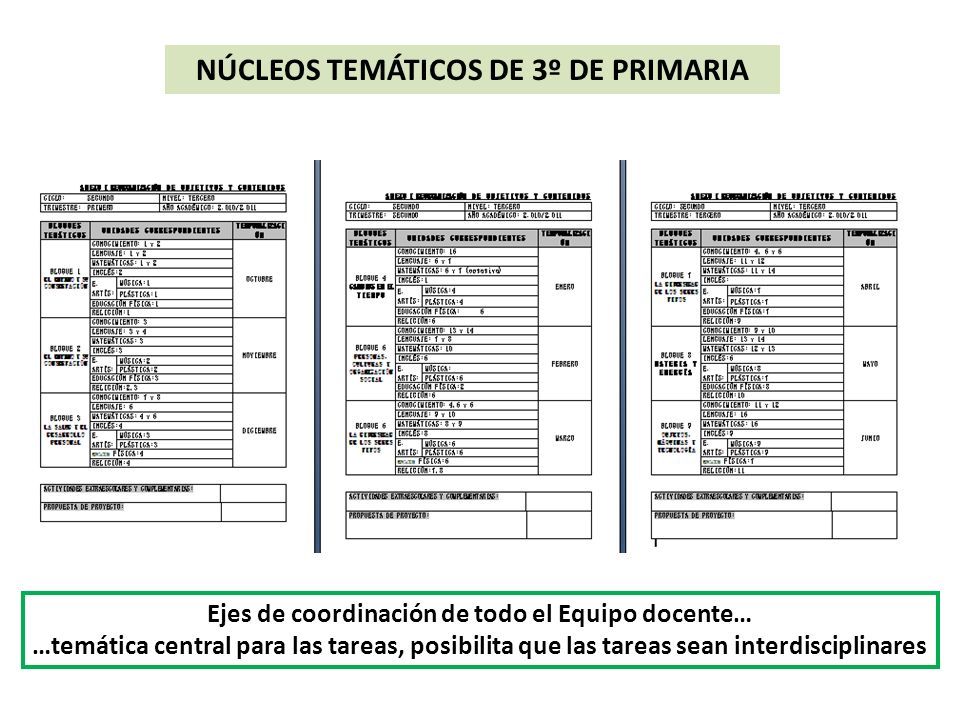 NÚCLEOS TEMÁTICOS DE 3º DE PRIMARIA