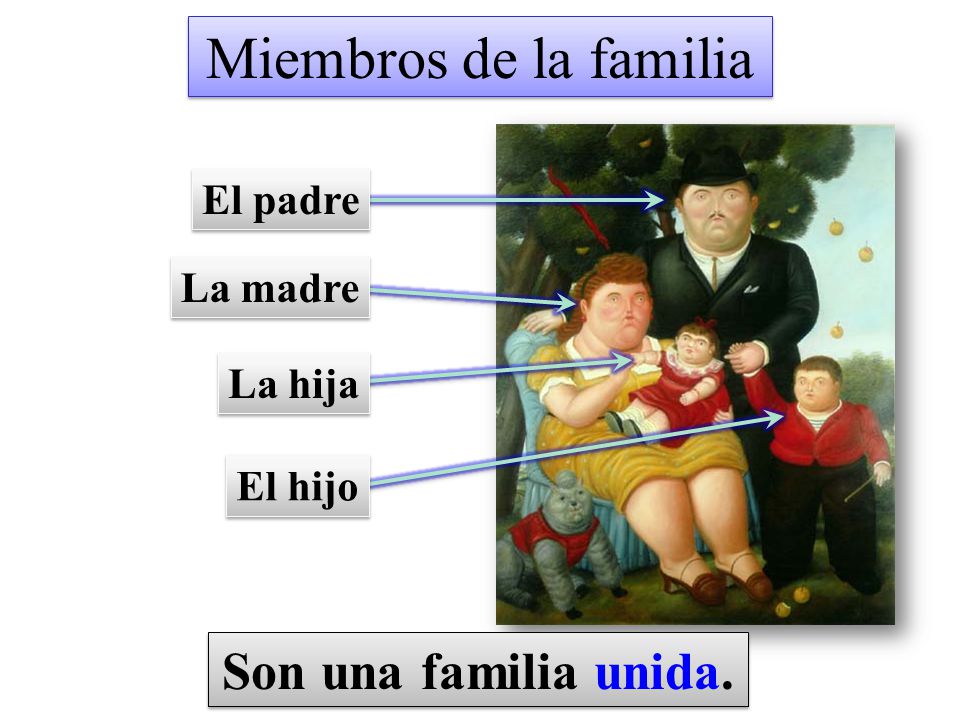 Miembros de la familia Son una familia unida. El padre La madre