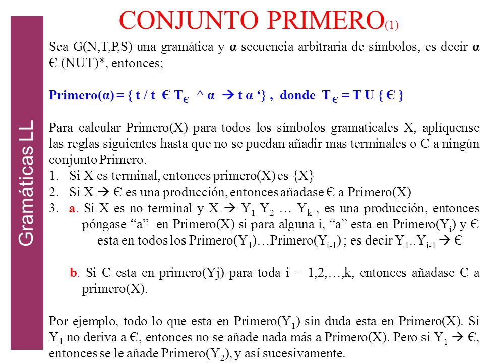 CONJUNTO PRIMERO(1) Gramáticas LL