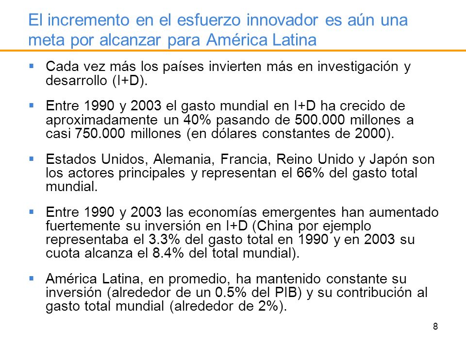 El incremento en el esfuerzo innovador es aún una meta por alcanzar para América Latina