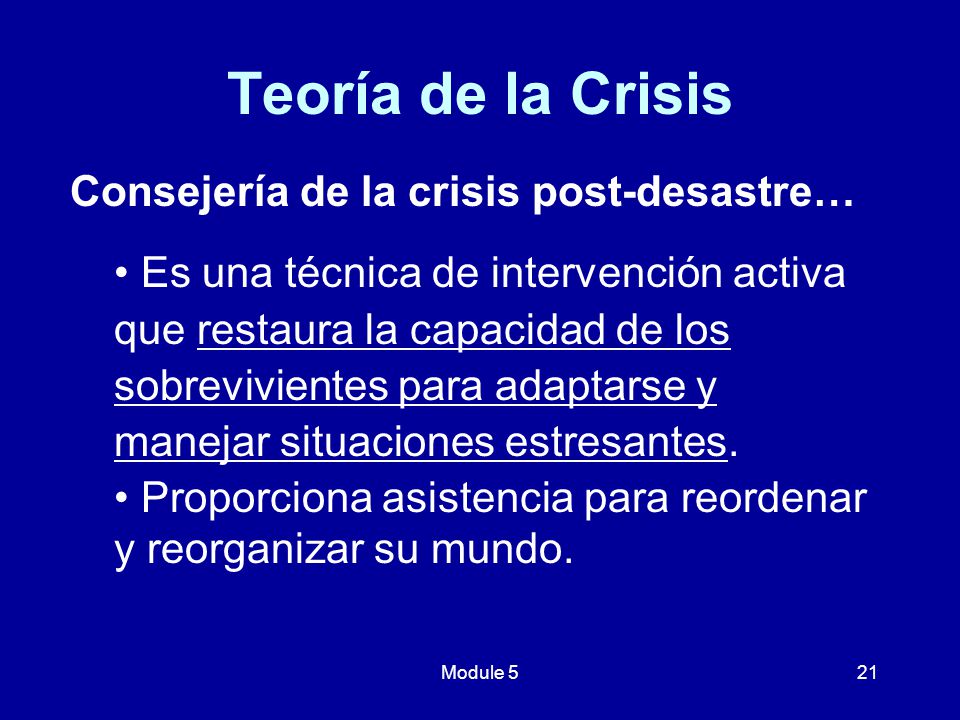 Teoría de la Crisis Consejería de la crisis post-desastre…