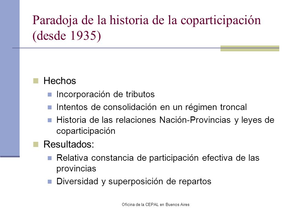 Paradoja de la historia de la coparticipación (desde 1935)