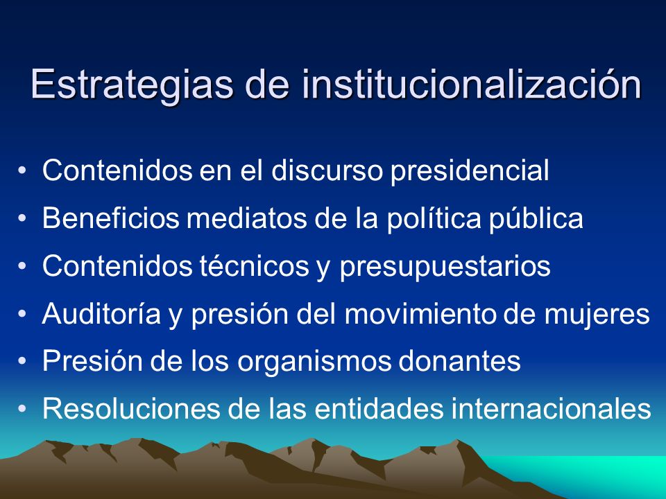 Estrategias de institucionalización
