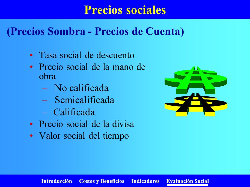 Precios sociales (Precios Sombra - Precios de Cuenta) No calificada