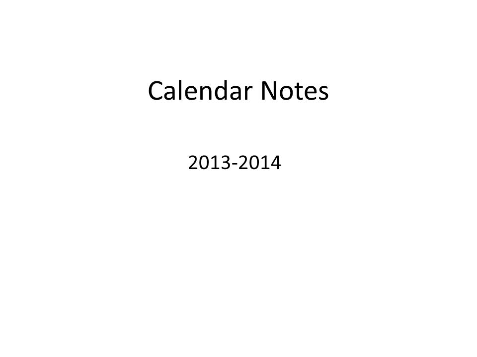 Calendar Notes