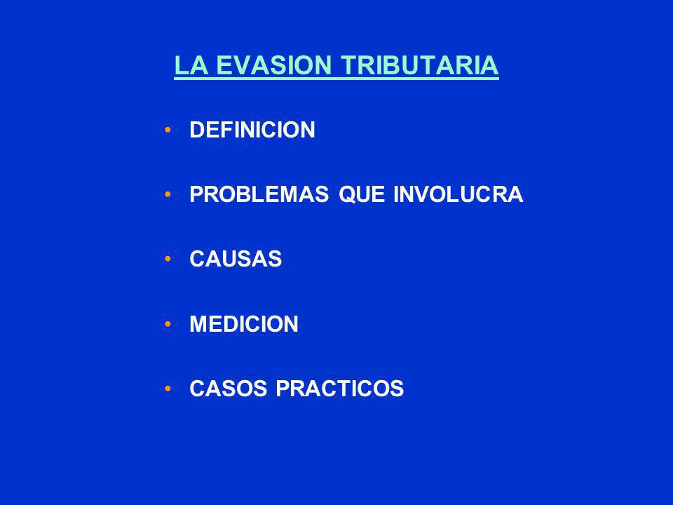 LA EVASION TRIBUTARIA DEFINICION PROBLEMAS QUE INVOLUCRA CAUSAS