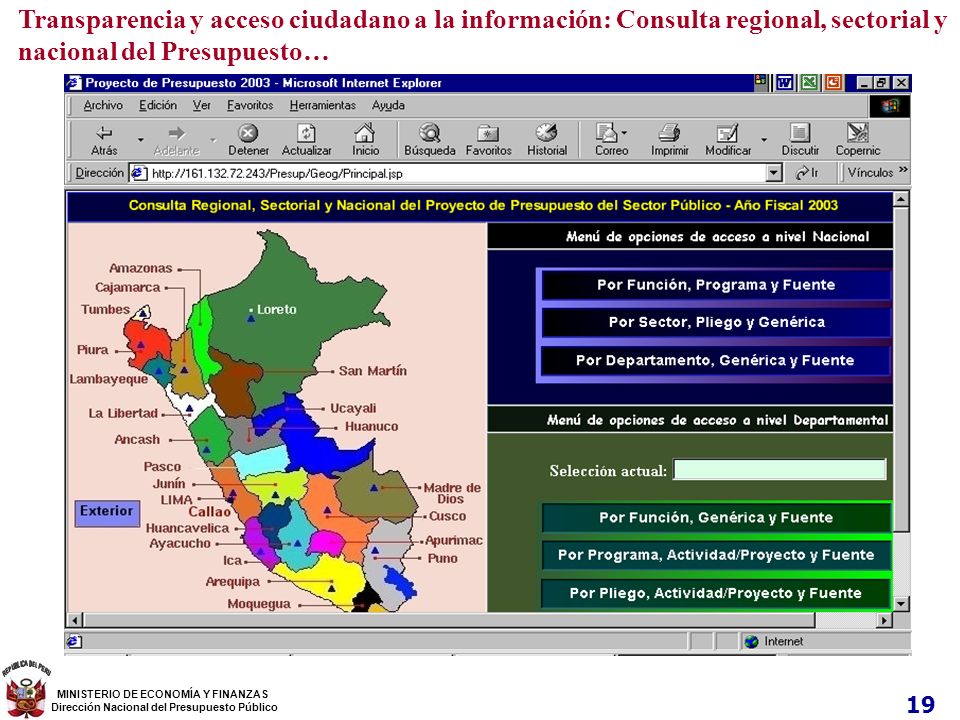 Transparencia y acceso ciudadano a la información: Consulta regional, sectorial y nacional del Presupuesto…