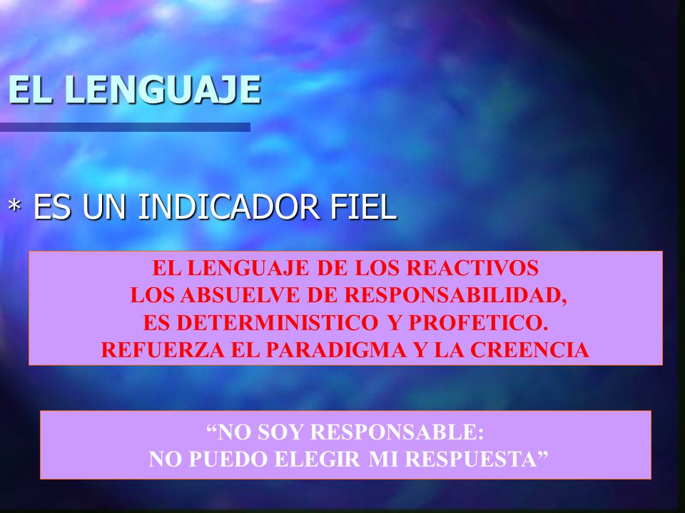 EL LENGUAJE ES UN INDICADOR FIEL EL LENGUAJE DE LOS REACTIVOS
