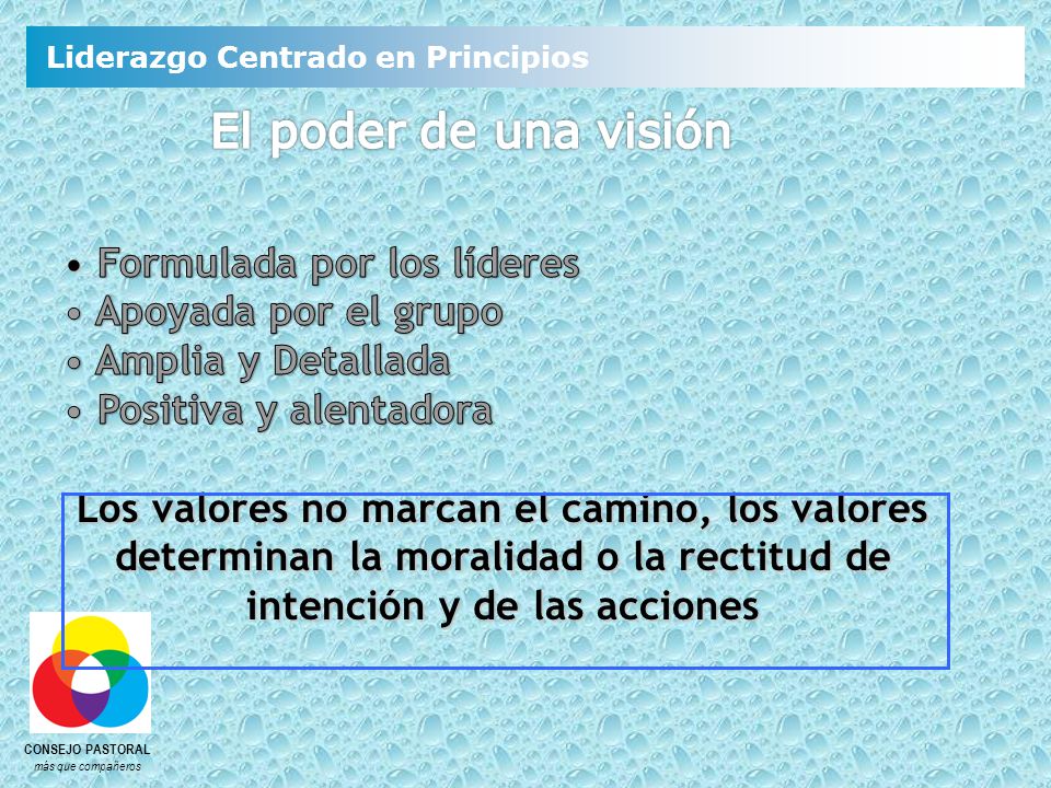 El poder de una visión Formulada por los líderes Apoyada por el grupo