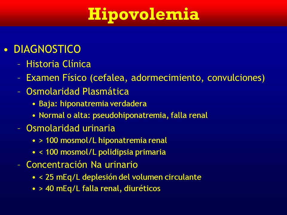 Hipovolemia DIAGNOSTICO Historia Clínica