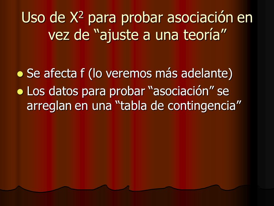 Uso de X2 para probar asociación en vez de ajuste a una teoría