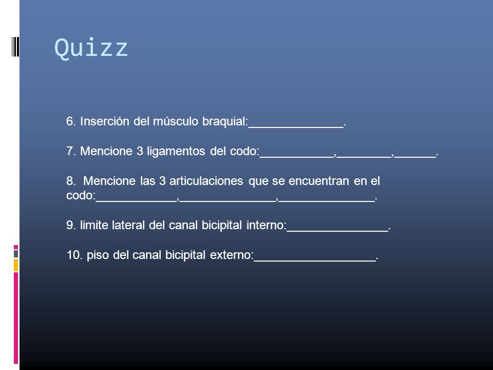 Quizz 6. Inserción del músculo braquial:______________.